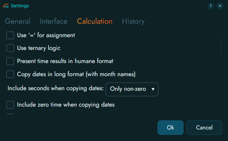 Calculation Settings 1